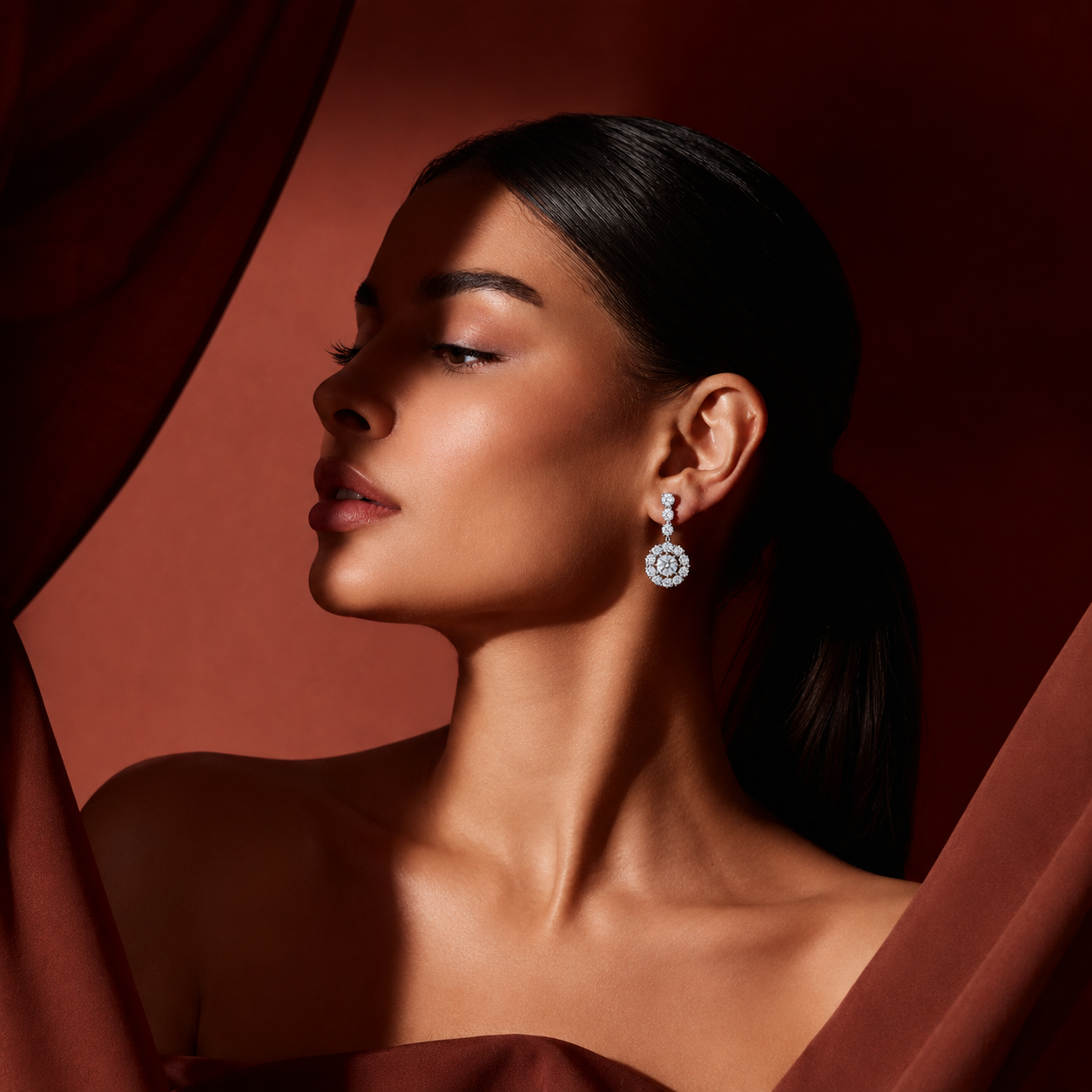 Floral Grace Diamond Drop Earrings