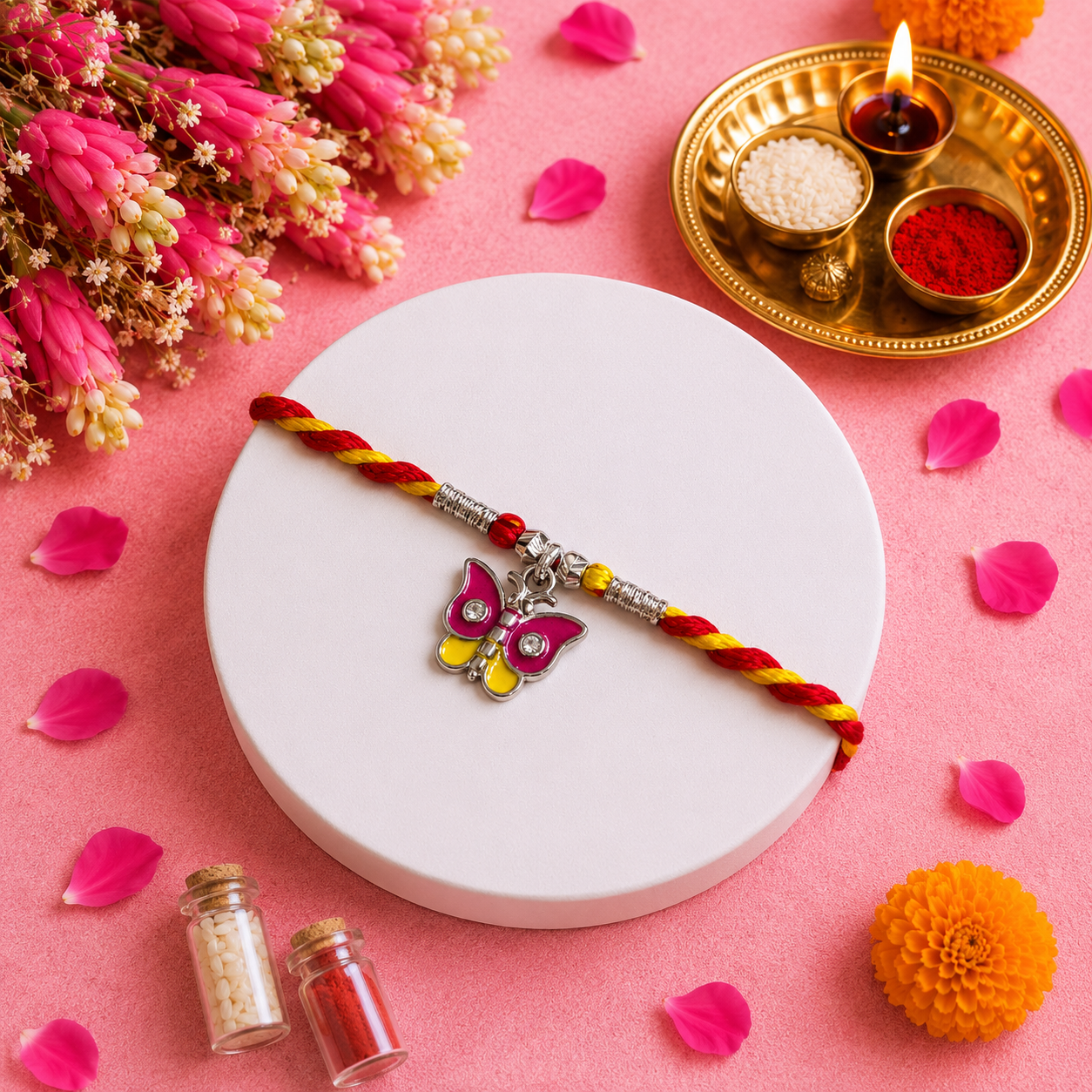 Pure 92.5 Silver Butterfly Charm Rakhi – Cute Kids Rakhi