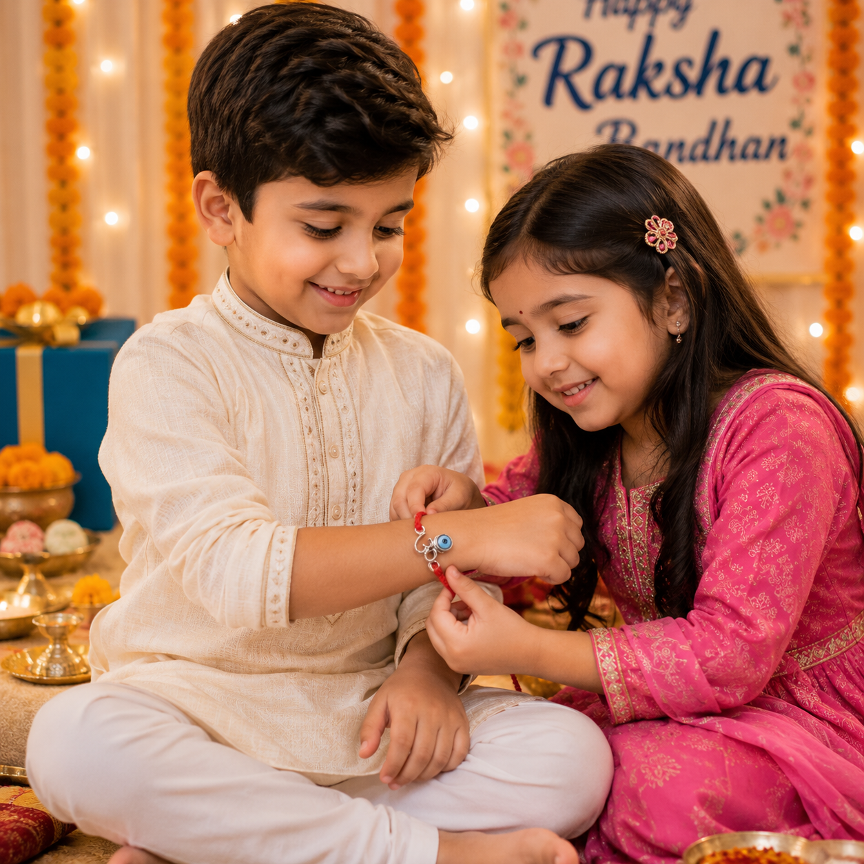 Pure 92.5 Silver Om Nazar Rakhi for Brother – Designer Rakhi