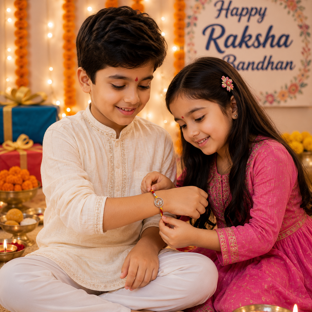 Pure 92.5 Silver Om Dial Rakhi for Brother – Designer Rakhi