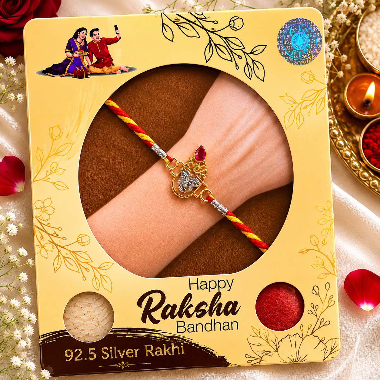92.5 Sterling Silver Shreenath Ji Rakhi for Brother