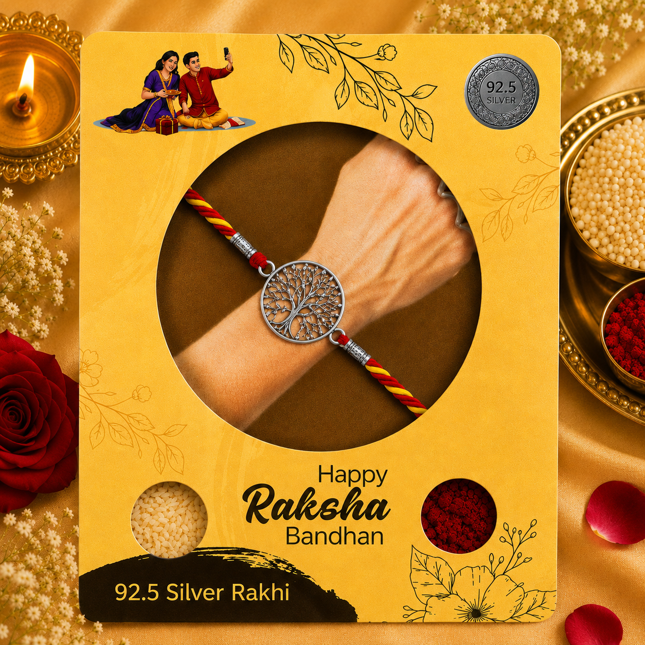 Pure Silver Tree of Life Rakhi for Brother