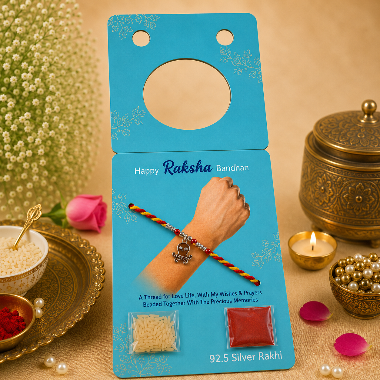Pure 92.5 Silver Octopus Charm Rakhi – Cute Ocean Theme Kids Rakhi