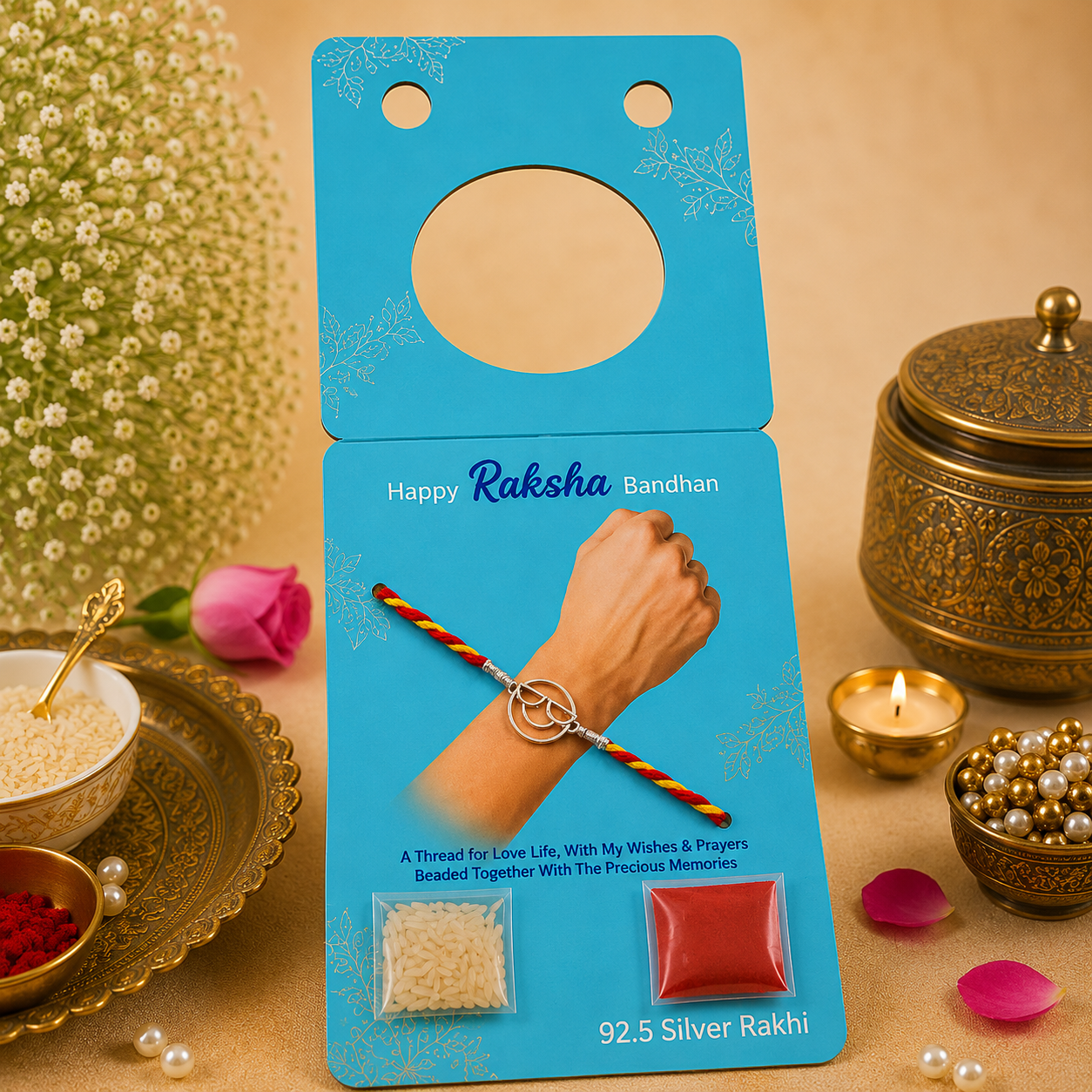 Pure 92.5 Silver Retro Spectacles Dial Rakhi for Brother