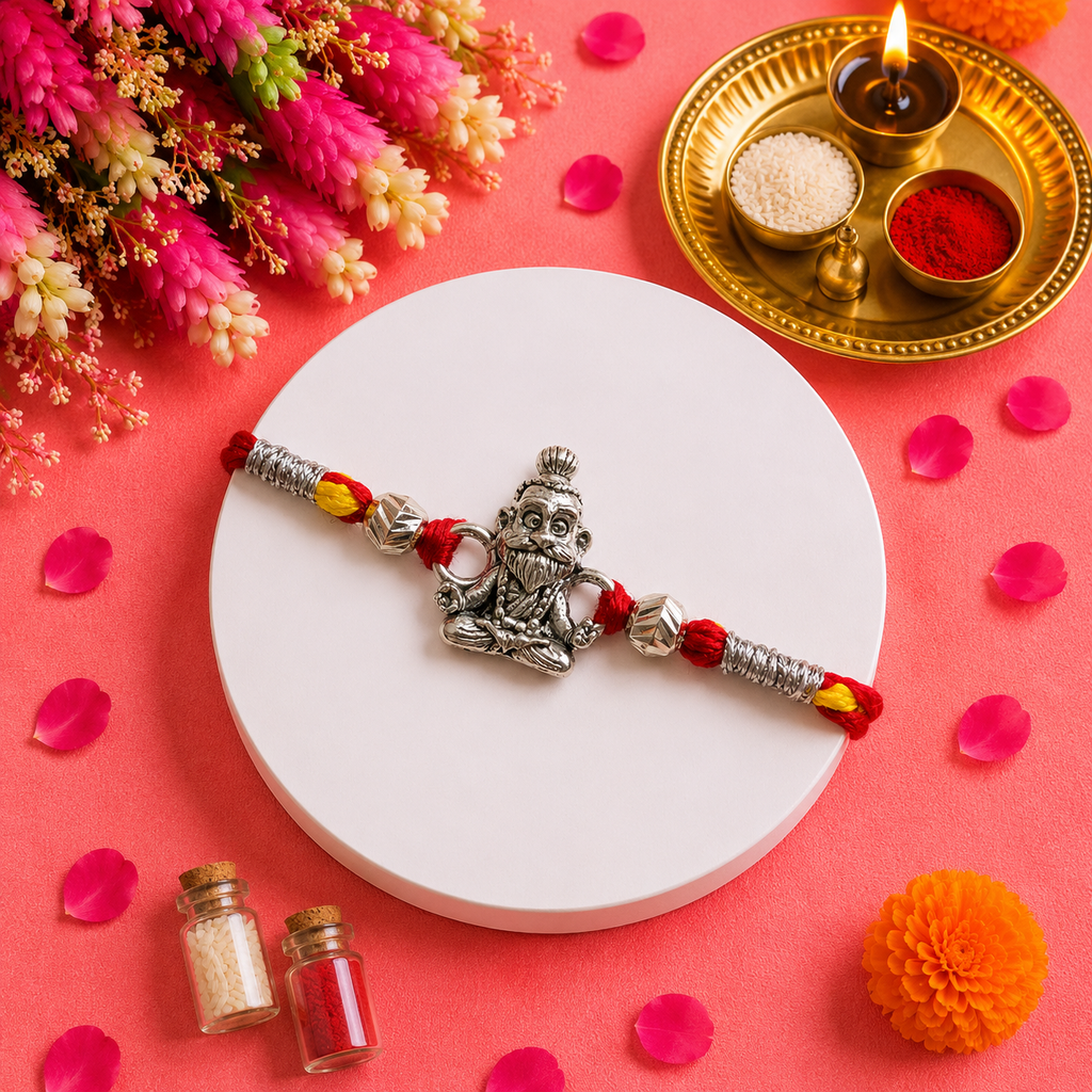 Pure 92.5 Silver Amulet Rakhi for Brother