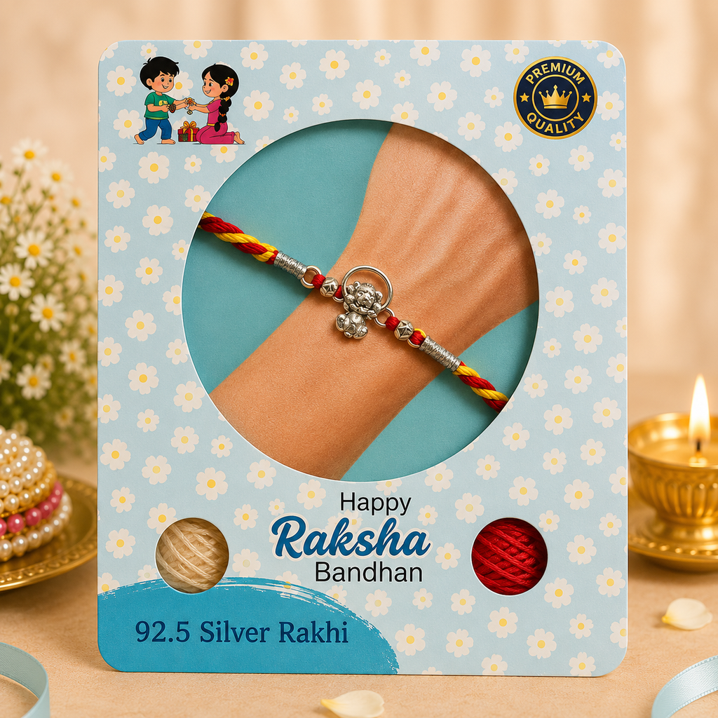 Pure 92.5 Silver Cute Dog Charm Rakhi – Whimsical Kids Rakhi