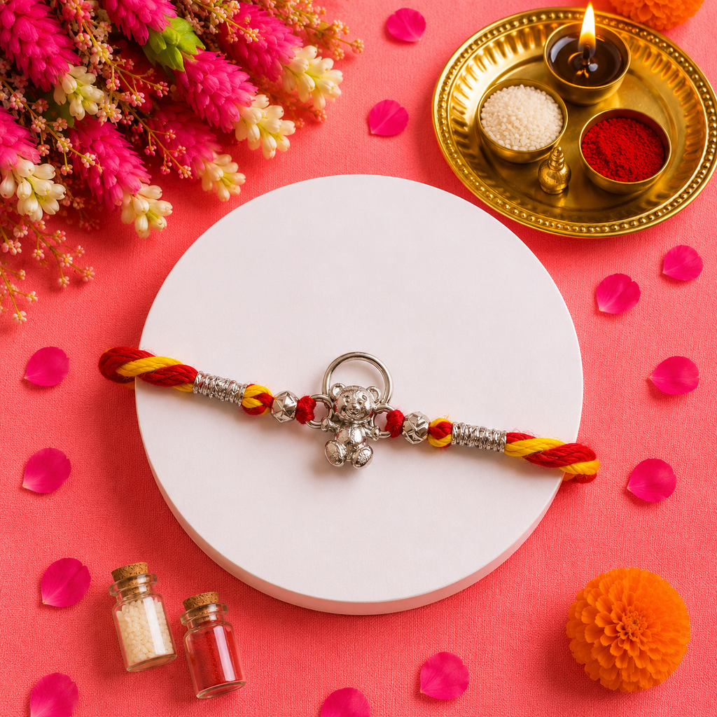 Pure 92.5 Silver Cute Dog Charm Rakhi – Whimsical Kids Rakhi