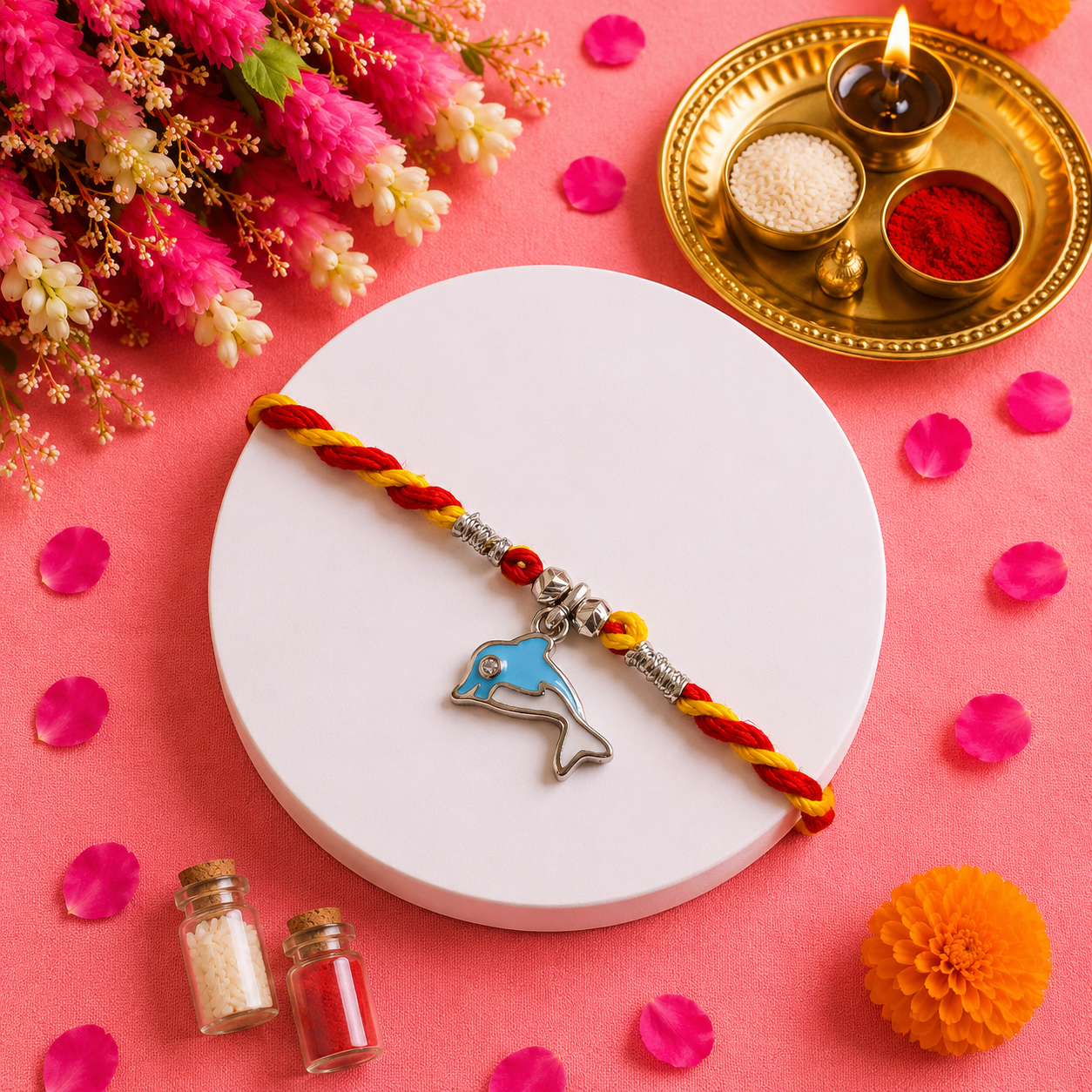 Pure 92.5 Silver Dolphin Charm Rakhi – Cute Ocean Theme Kids Rakhi