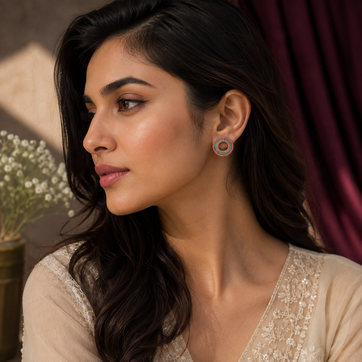 Rangriti Festive Circle Earrings | 925 Sterling Silver