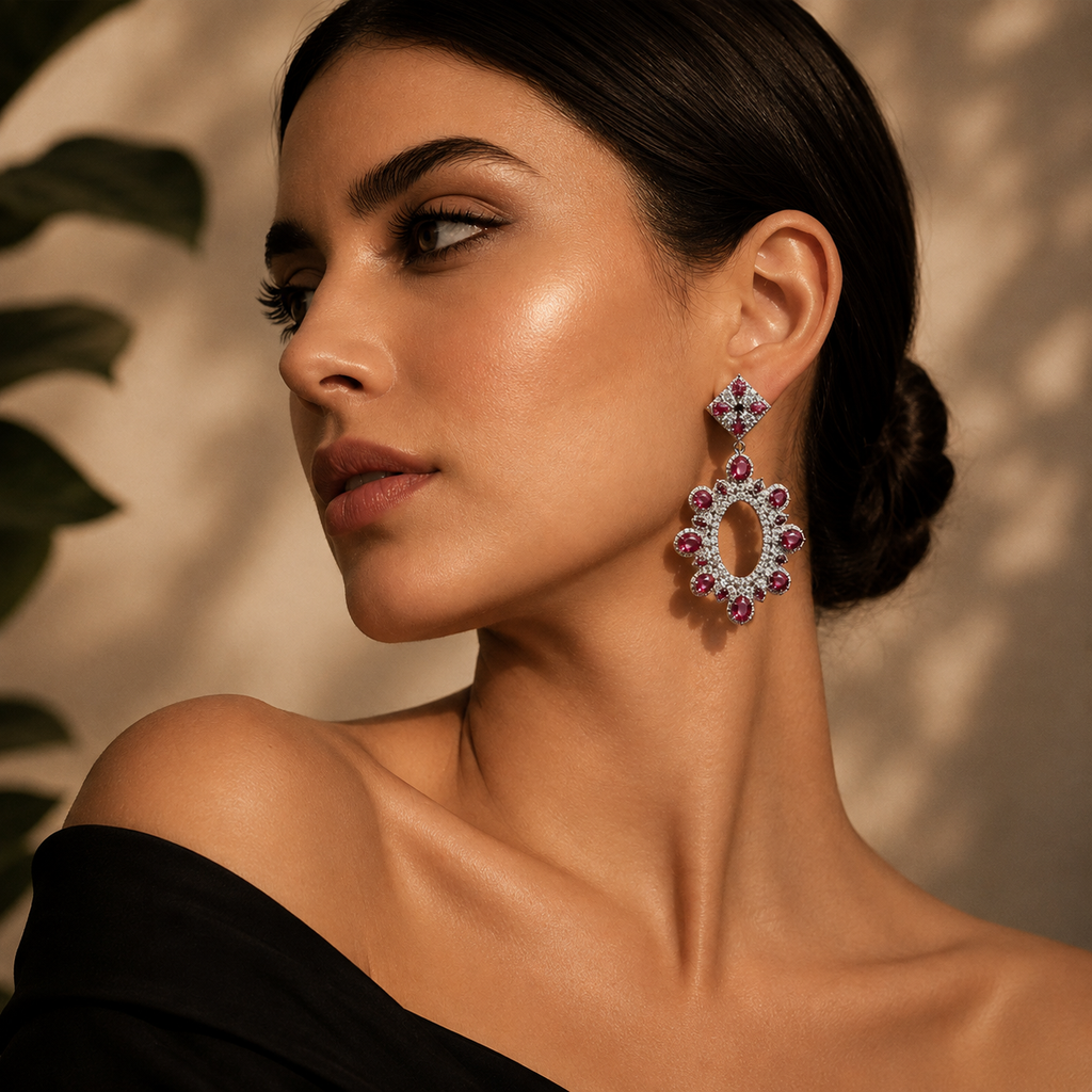 Scarlet Empress Oval Drop Earrings | 925 Sterling Silver