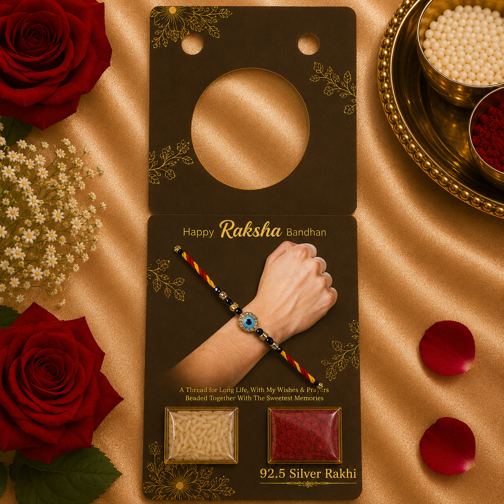 Minimalist Evil Eye Bead Rakhi for Brother
