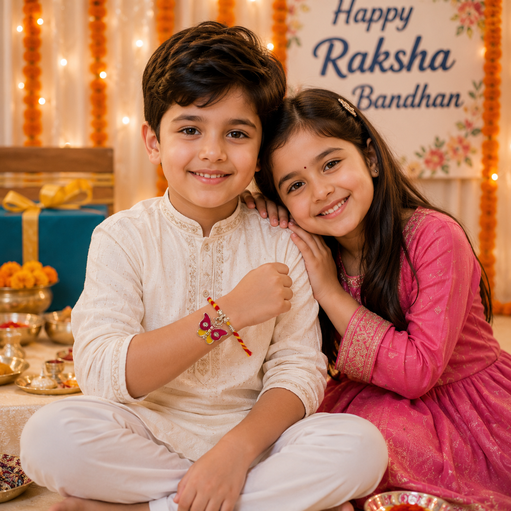 Pure 92.5 Silver Butterfly Charm Rakhi – Cute Kids Rakhi