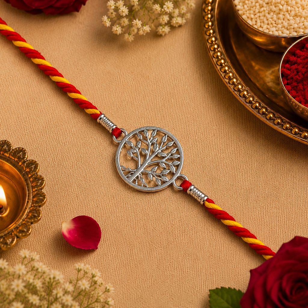 Pure Silver Tree of Life Rakhi for Brother