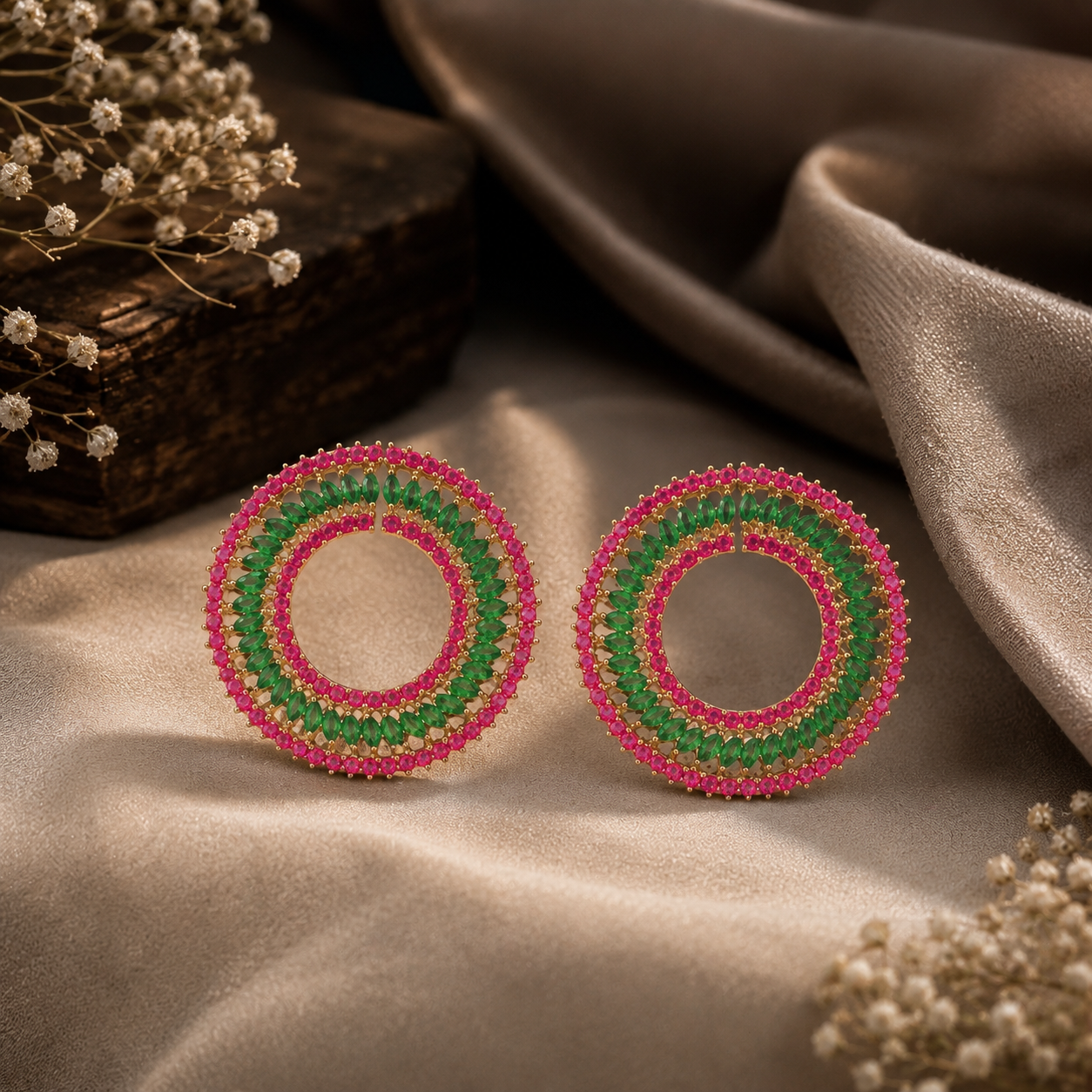 Rangriti Festive Circle Earrings | 925 Sterling Silver
