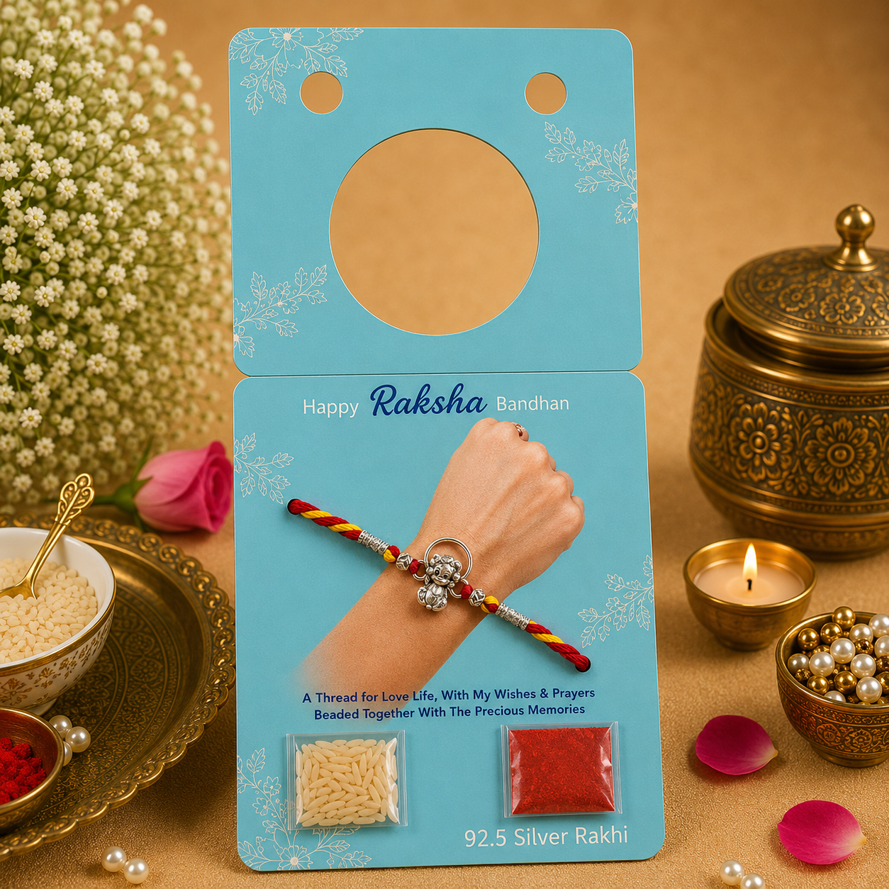 Pure 92.5 Silver Cute Dog Charm Rakhi – Whimsical Kids Rakhi