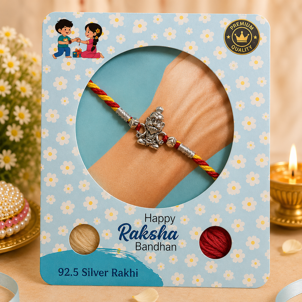 Pure 92.5 Silver Amulet Rakhi for Brother