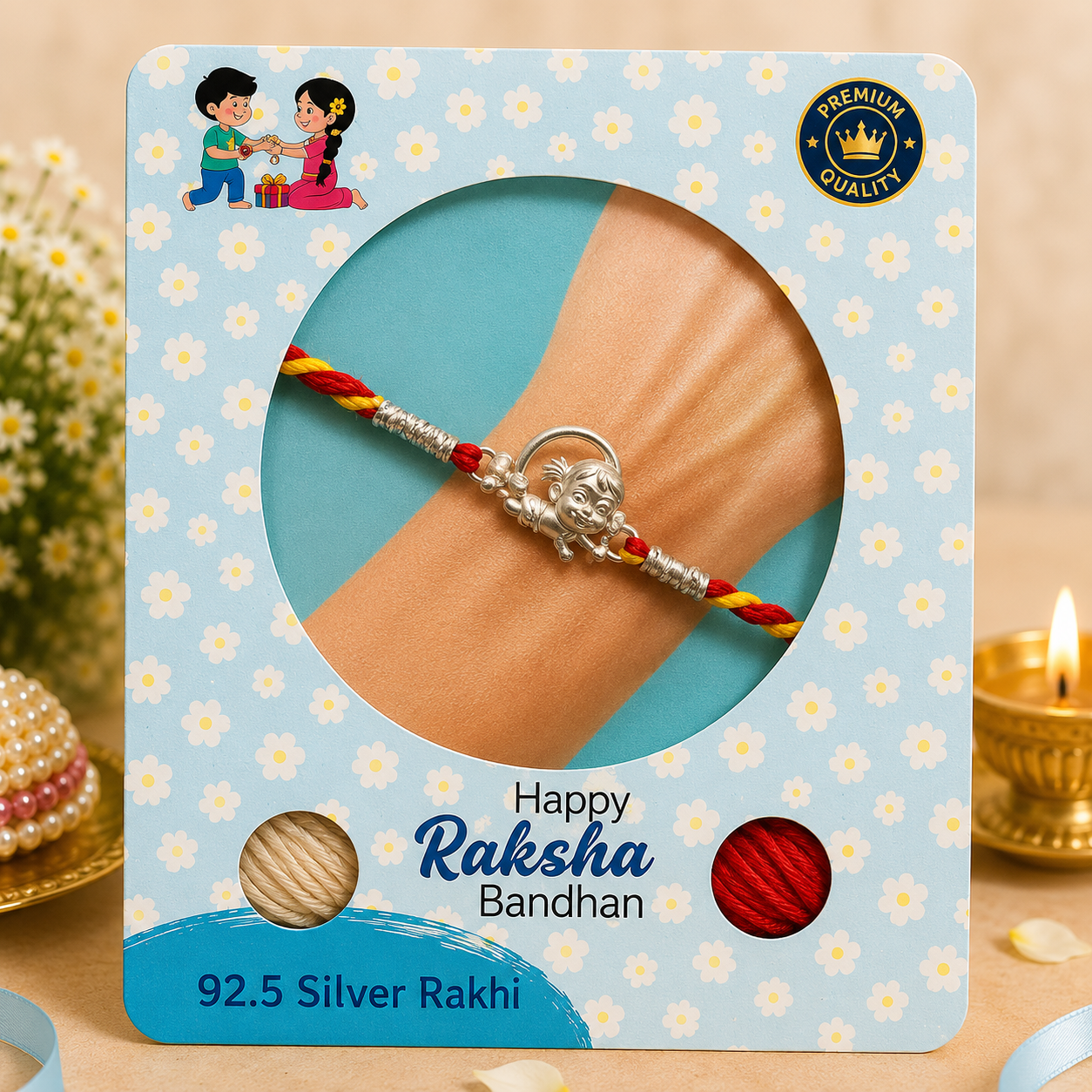 Pure 92.5 Silver Cute Cartoon Figurine Rakhi – Whimsical Sibling Rakhi