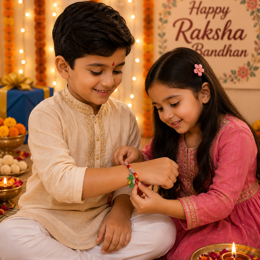 Pure 92.5 Silver Seahorse Charm Rakhi – Cute Ocean Theme Kids
