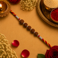 Designer Silver Five Rudraksha Bead Bracelet Rakhi for Brother