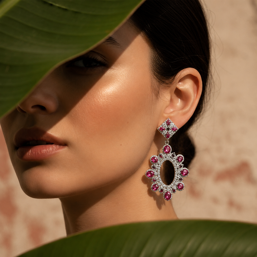 Scarlet Empress Oval Drop Earrings | 925 Sterling Silver