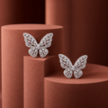 92.5 Sterling Silver Crystal Butterfly Earrings