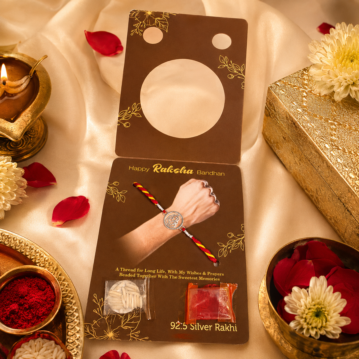 92.5 Sterling Silver Ganesh Ji Rakhi for Brother
