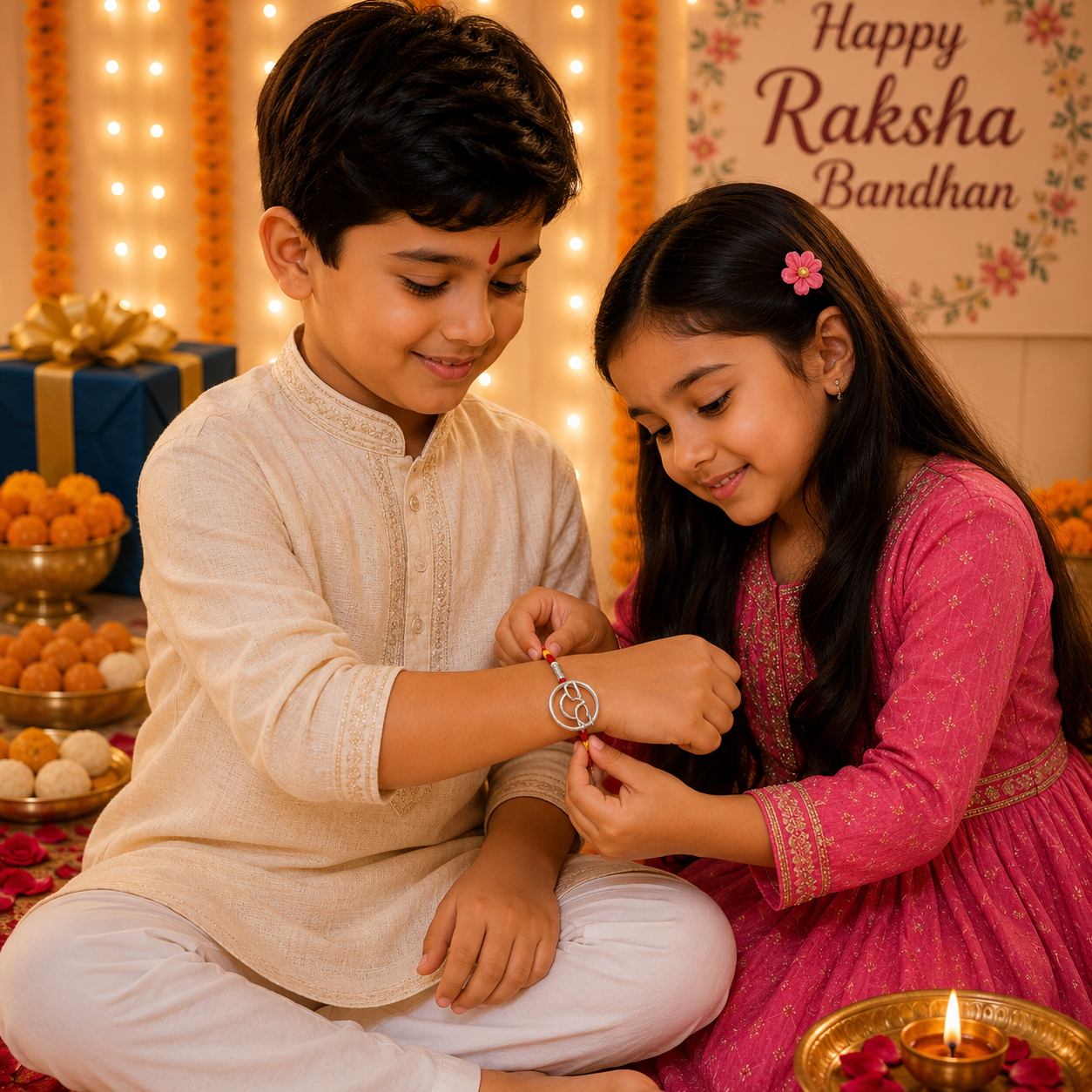 Pure 92.5 Silver Retro Spectacles Dial Rakhi for Brother