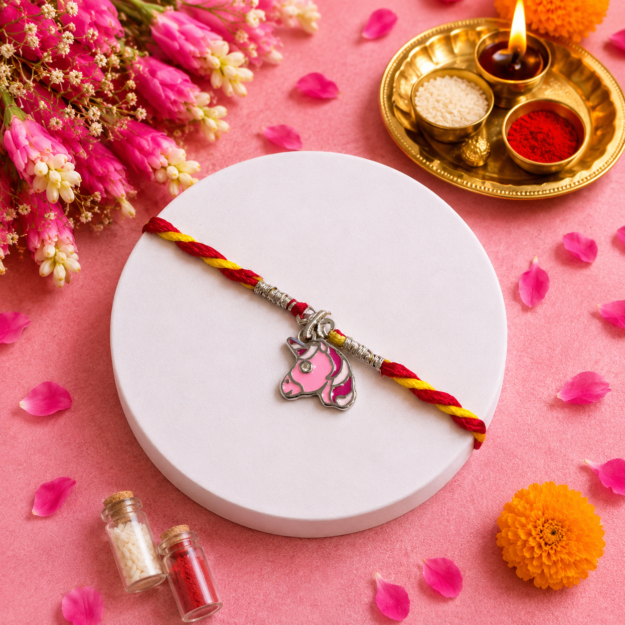 Pure 92.5 Silver Unicorn Charm Rakhi – Cute Kids Rakhi