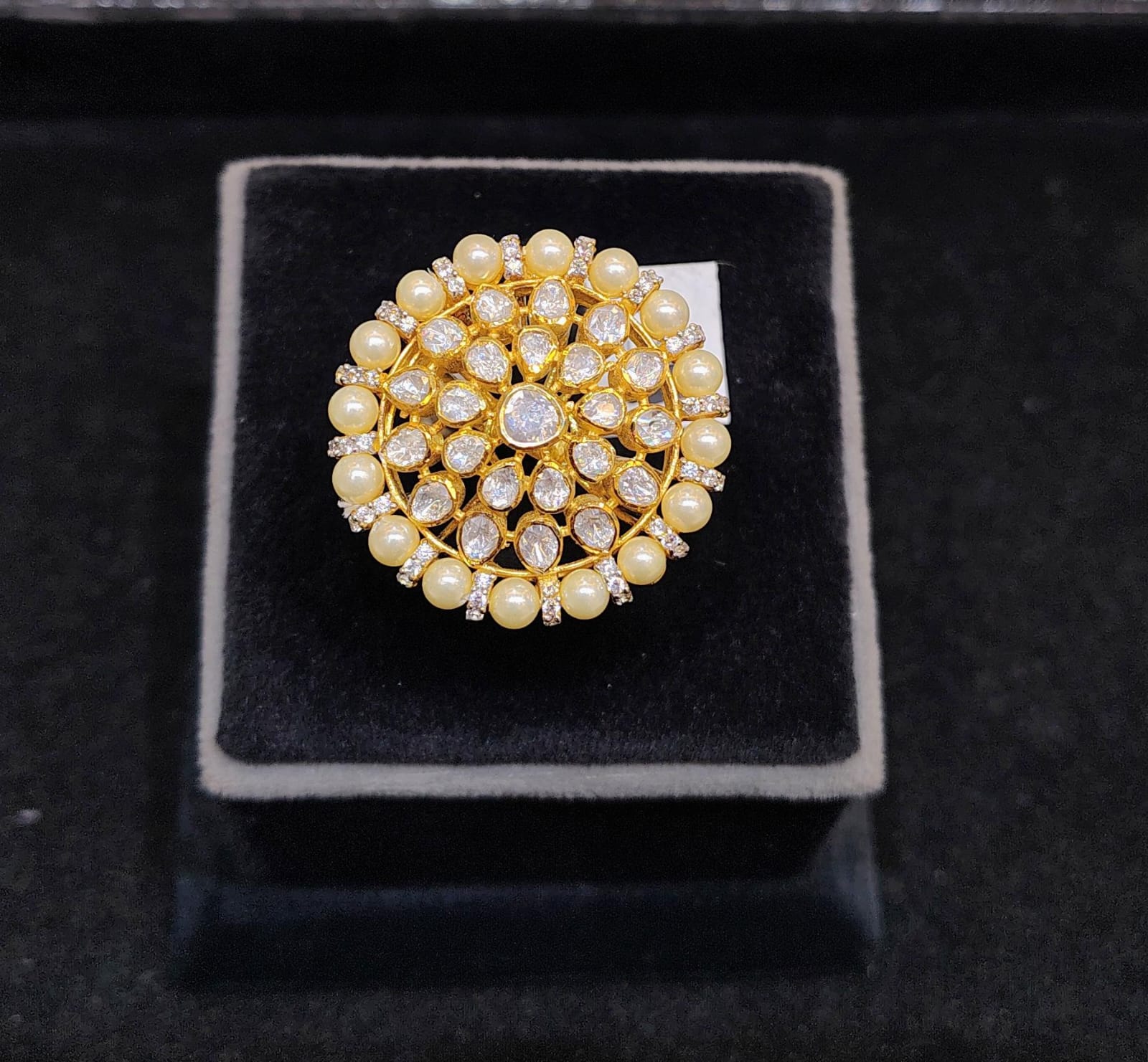 Heer Moti Moissanite Polki Ring (18kt Gold Plated)