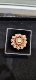 Gulbahaar Moissanite Polki Ring (18kt Gold Plated)