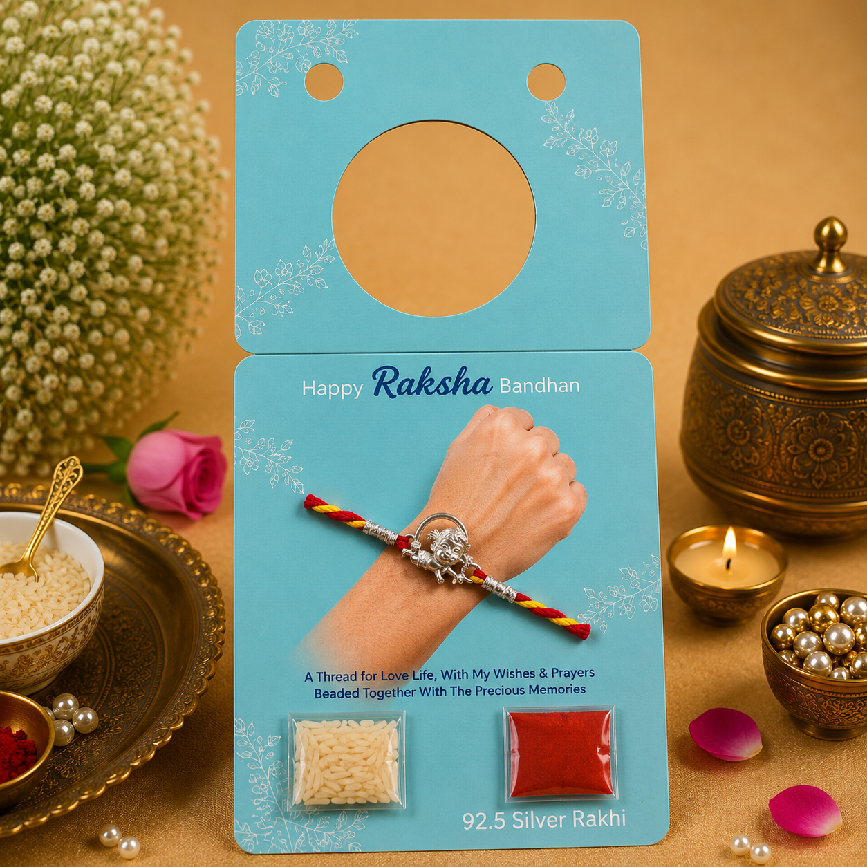 Pure 92.5 Silver Cute Cartoon Figurine Rakhi – Whimsical Sibling Rakhi