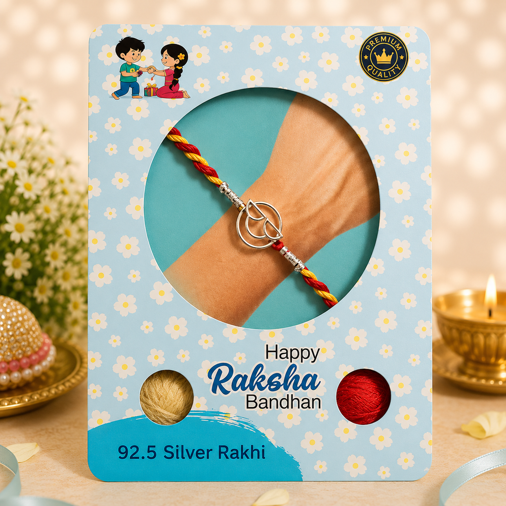 Pure 92.5 Silver Retro Spectacles Dial Rakhi for Brother