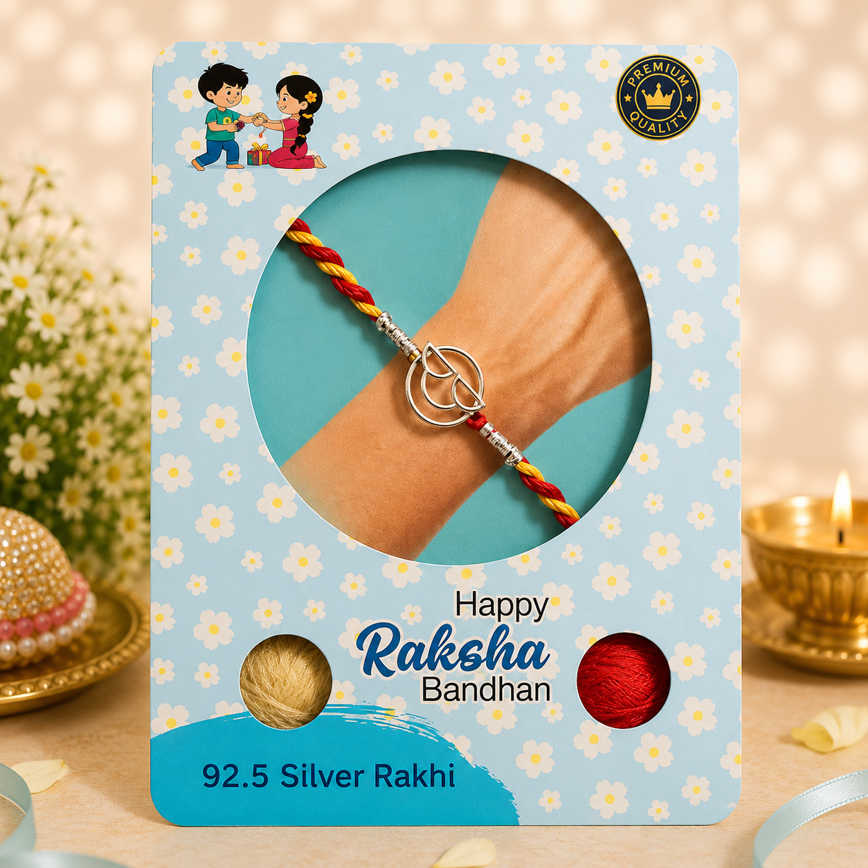 Pure 92.5 Silver Retro Spectacles Dial Rakhi for Brother