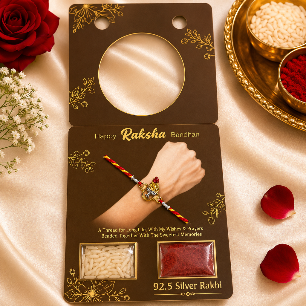 92.5 Sterling Silver Shreenath Ji Rakhi for Brother