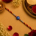 Designer Silver Textured Tube Evil Eye Rakhi for Brother