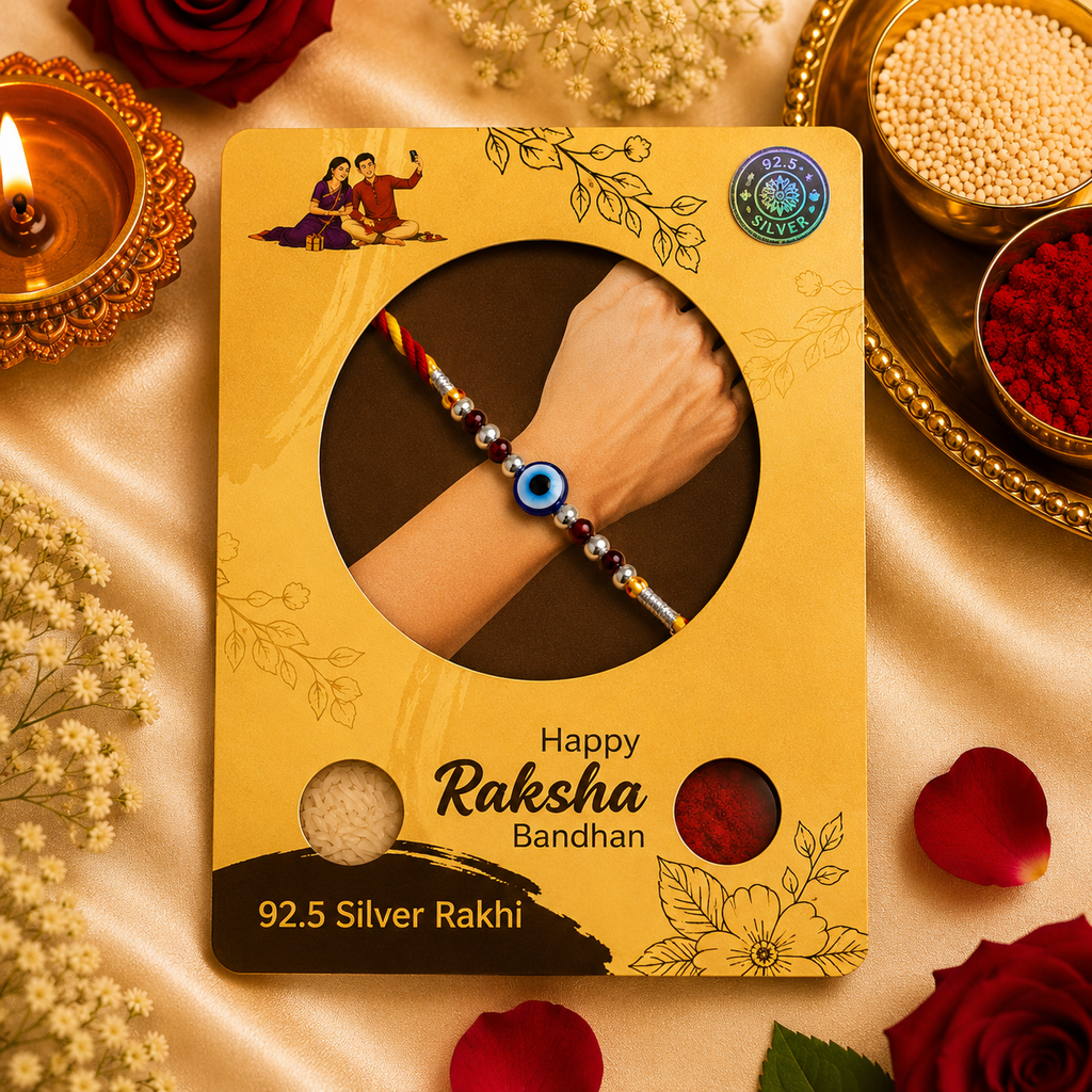 Minimalist Evil Eye Bead Rakhi for Brother