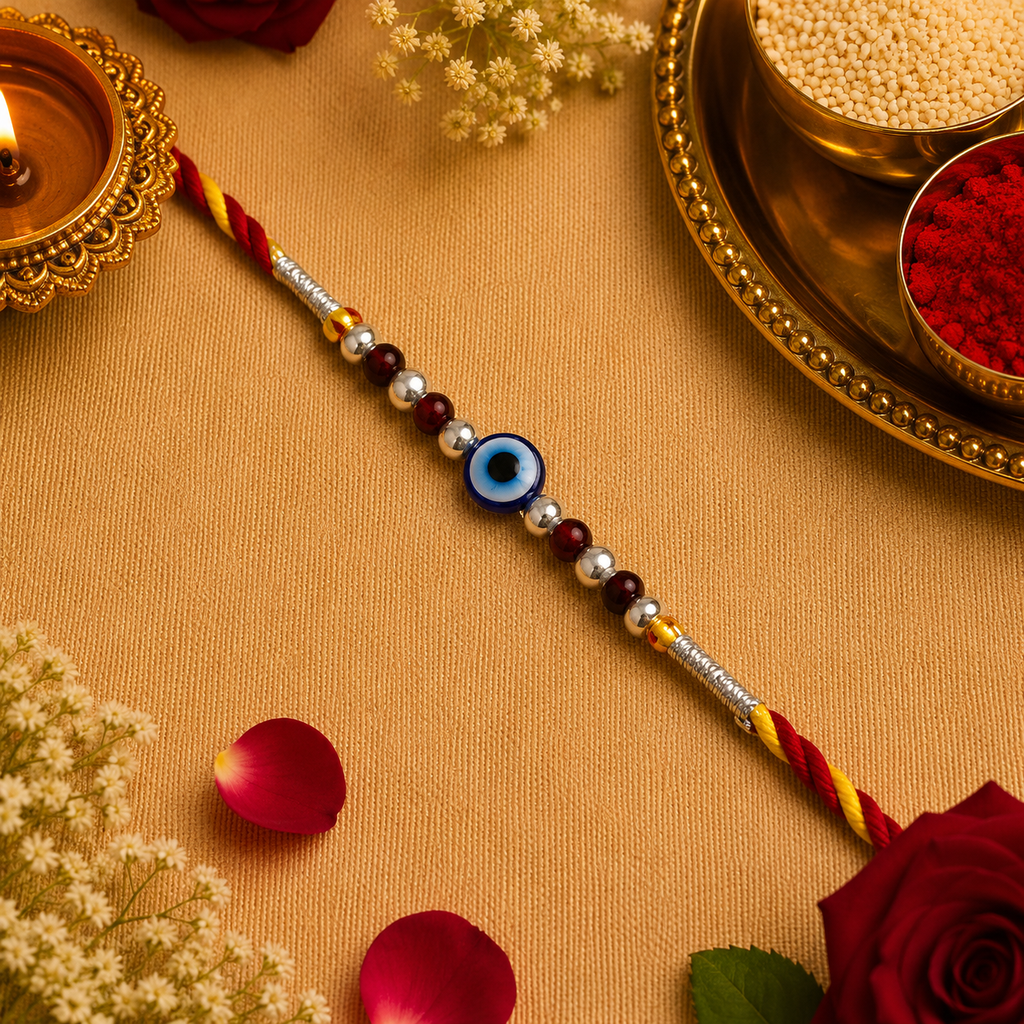 Minimalist Evil Eye Bead Rakhi for Brother