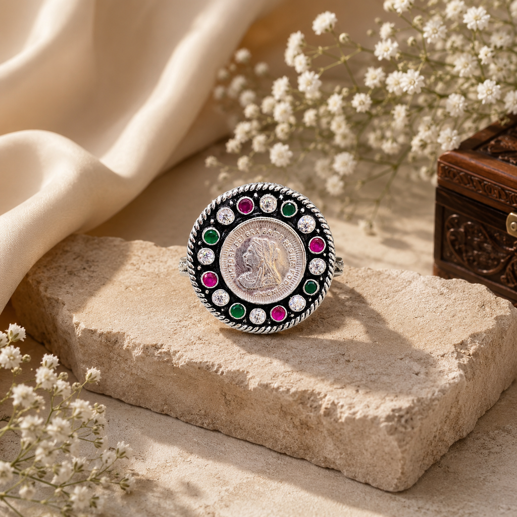 Rajmudra Cut Stone Ring