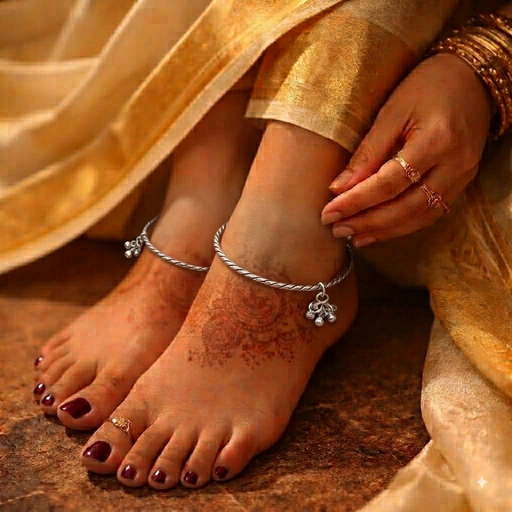 Jhanak Twist Kada 92.5 Sterling Silver Anklet | Ghungroo Payal
