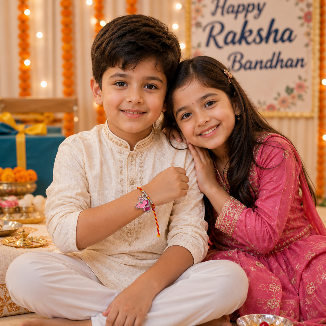 Pure 92.5 Silver Unicorn Charm Rakhi – Cute Kids Rakhi