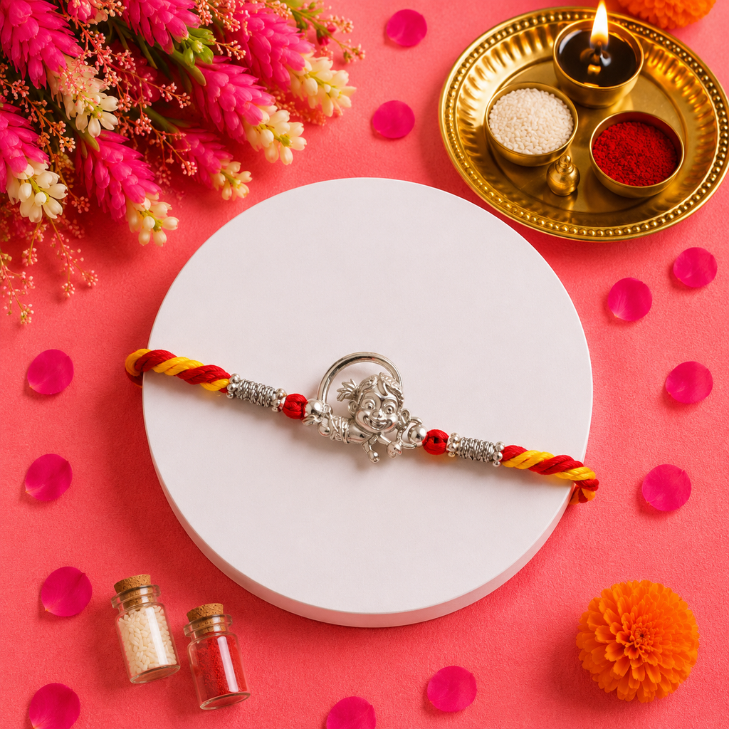 Pure 92.5 Silver Cute Cartoon Figurine Rakhi – Whimsical Sibling Rakhi