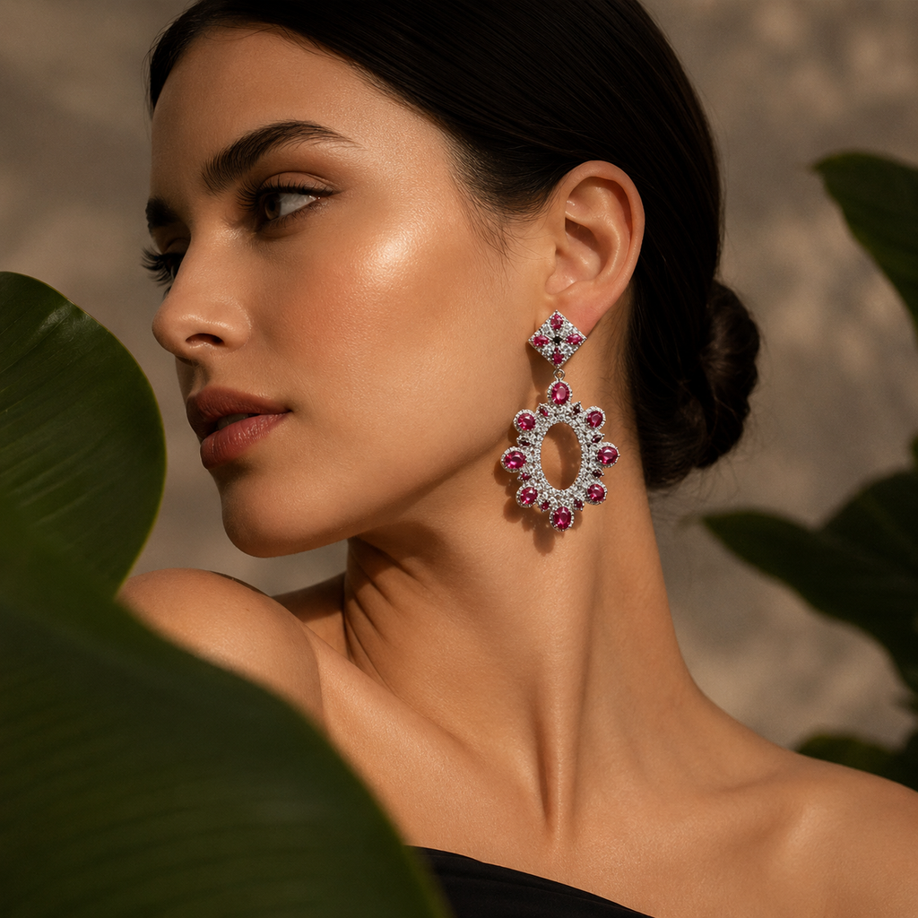 Scarlet Empress Oval Drop Earrings | 925 Sterling Silver
