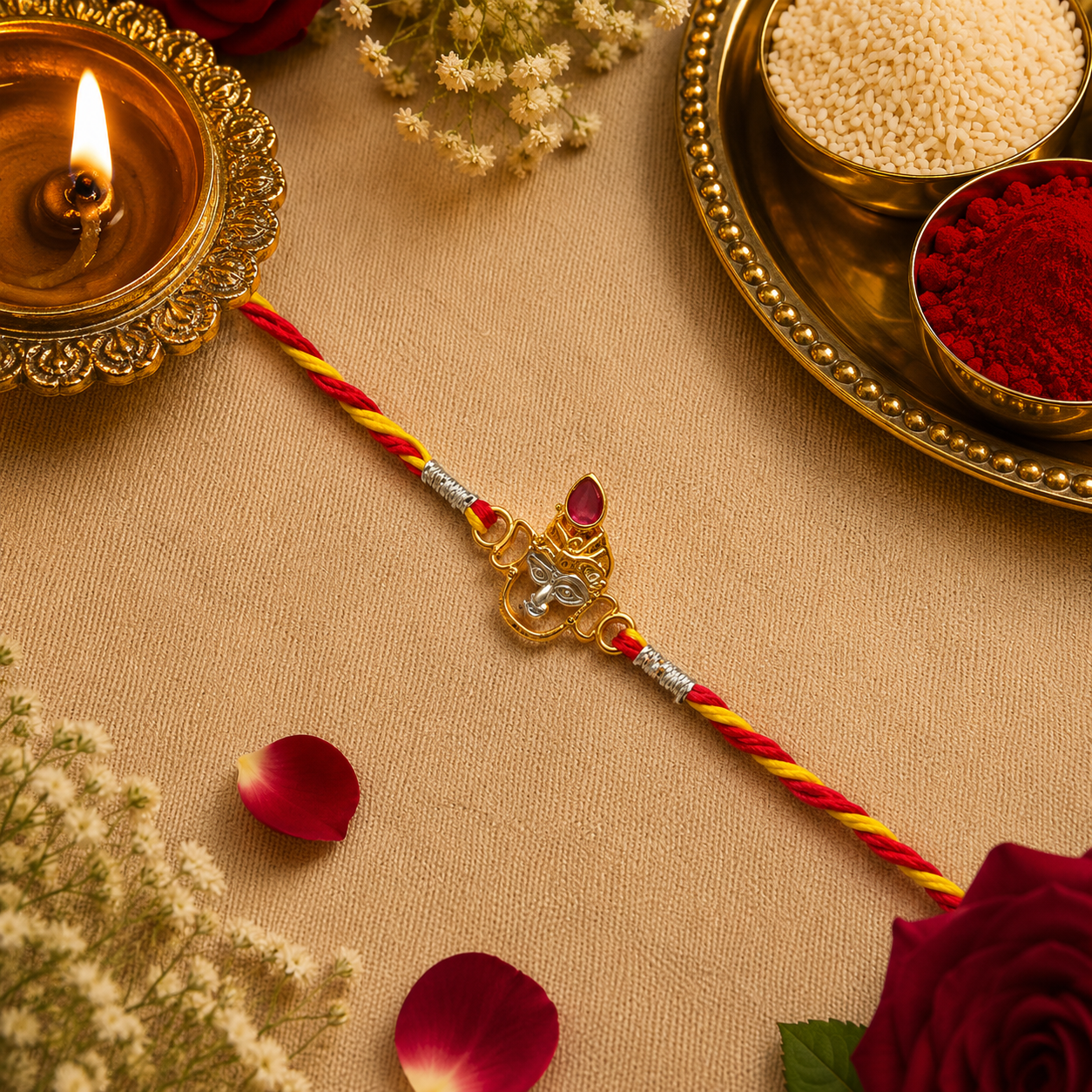 92.5 Sterling Silver Shreenath Ji Rakhi for Brother