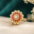 Heer Moti Moissanite Polki Ring (18kt Gold Plated)