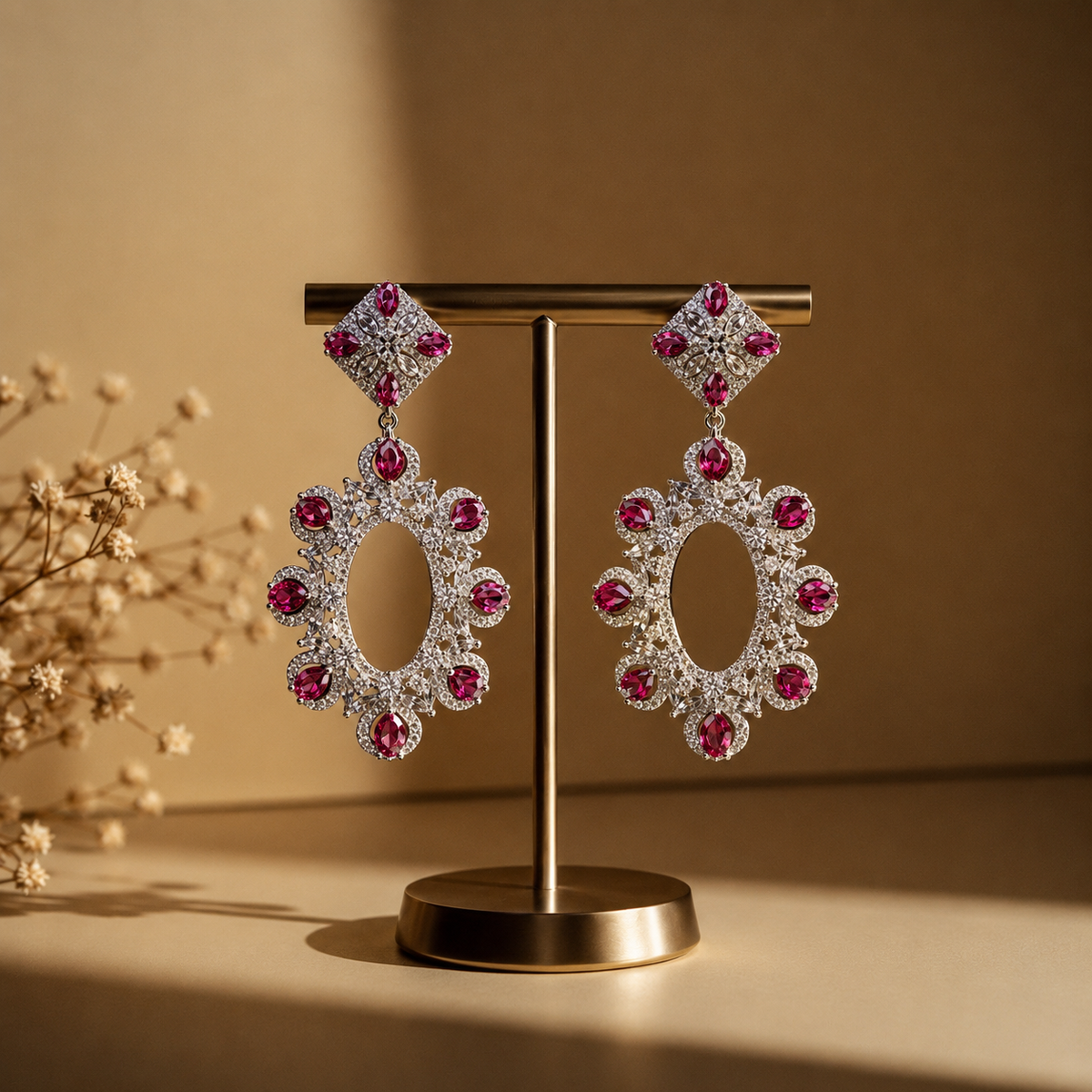 Scarlet Empress Oval Drop Earrings | 925 Sterling Silver