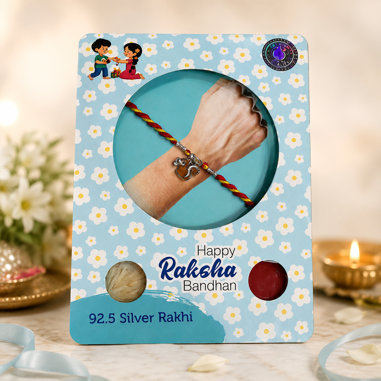 Pure 92.5 Silver Plated Squirrel Charm Rakhi – Cute Animal Rakhi for Brother