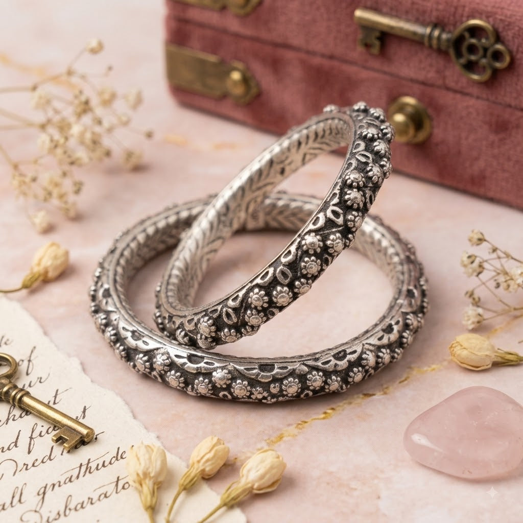Phool Nakshi Kada Anklet| Antique Floral Payal