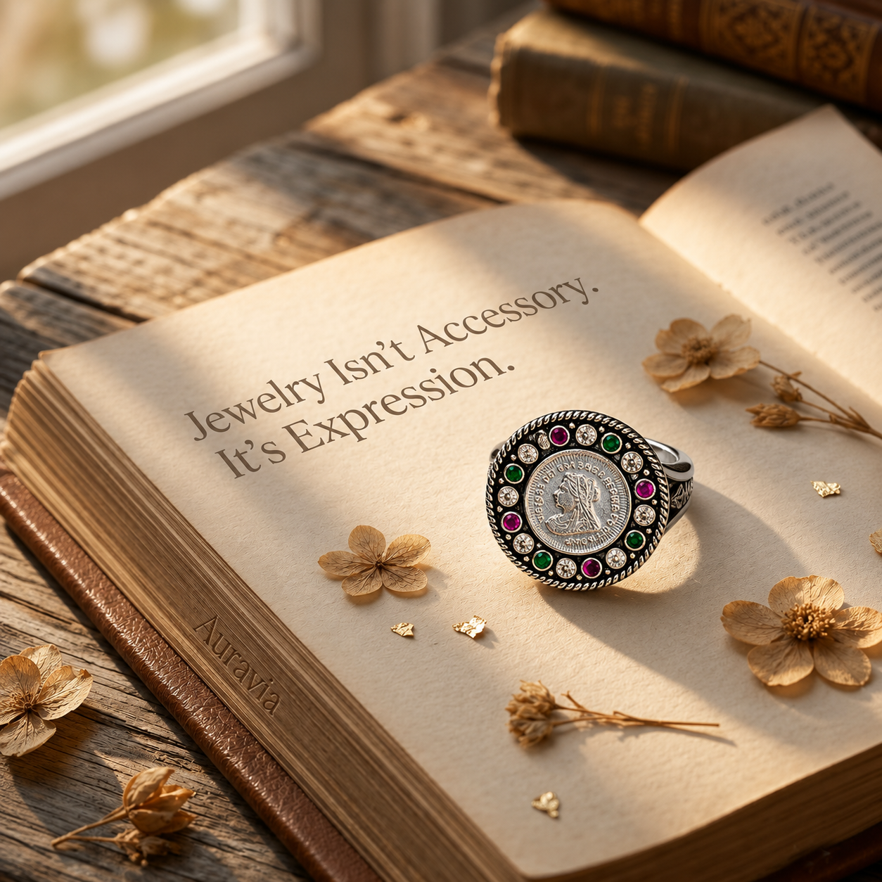 Rajmudra Cut Stone Ring