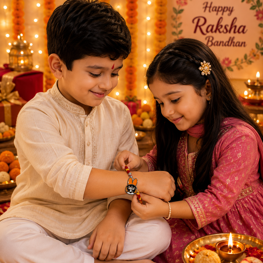 Pure 92.5 Silver Powerpuff Blossom Charm Rakhi – Cute Kids Rakhi
