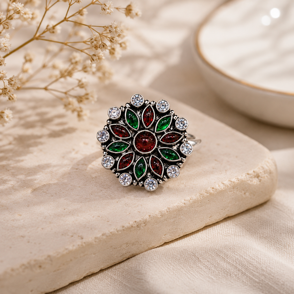 Rangrez Bloom Cut Stone Ring